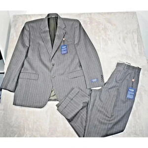 Chaps Men's 100% Wool Gray PinStripe Blazer Sports Coat 44R & Slacks 38x29